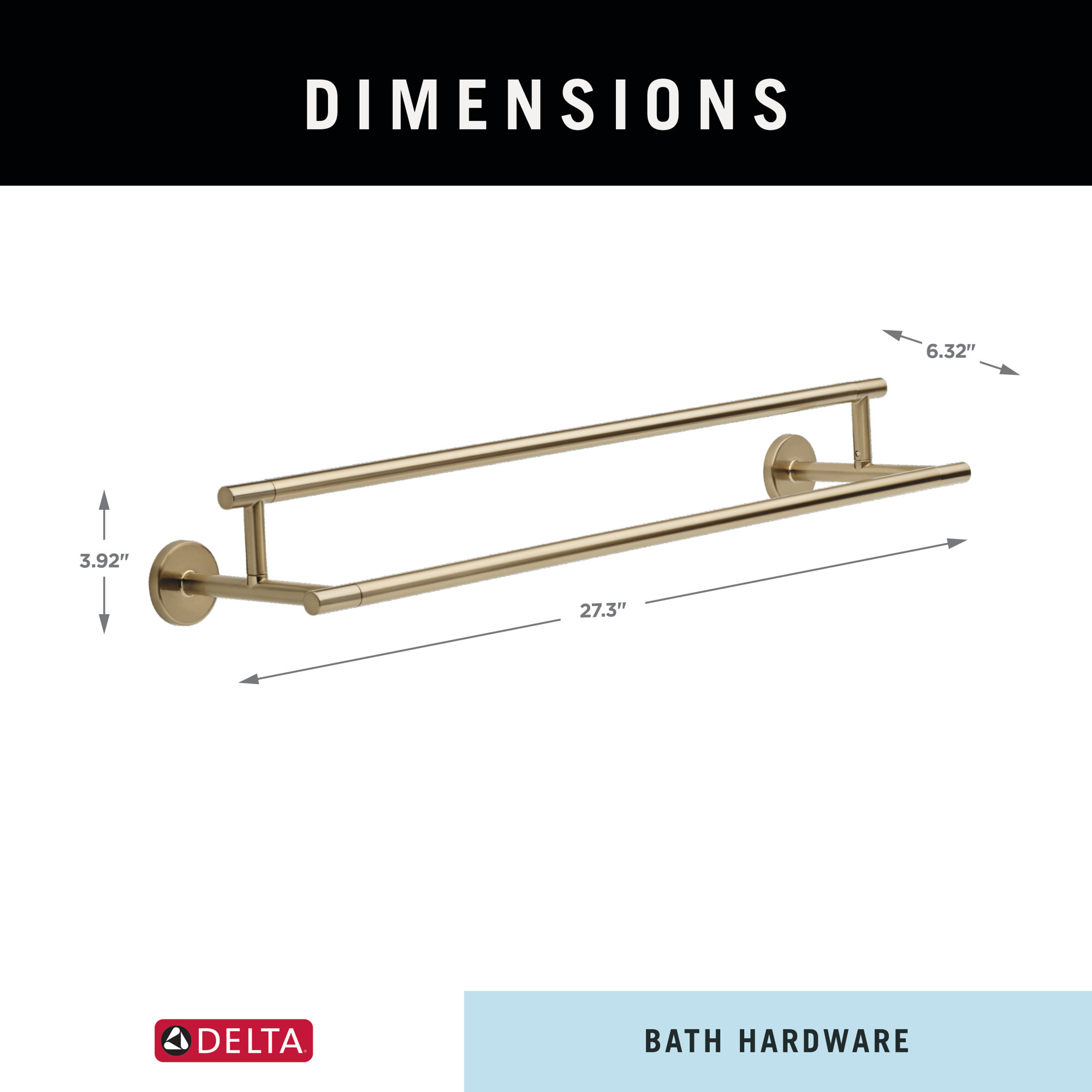 Trinsic 24 in. Double Wall Mount Towel Bar Bath Hardware Accessory, Brilliance Champagne Bronze