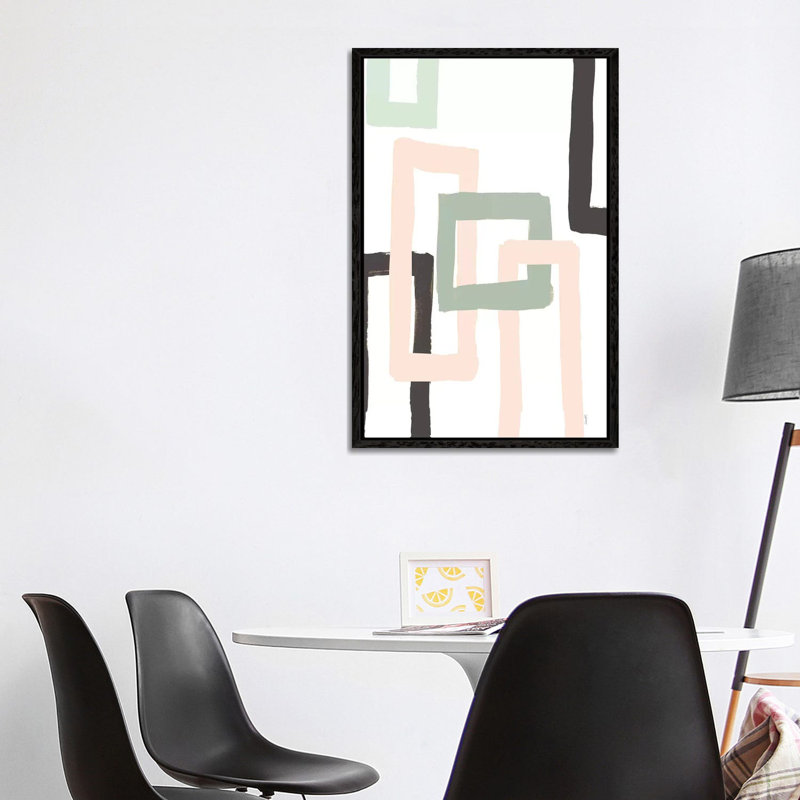 Pastel Blocks I by Lanie Loreth - Painting on Canvas, 101.6cm H x 66.04cm W x 3.81cm D, Black Floater Framed
