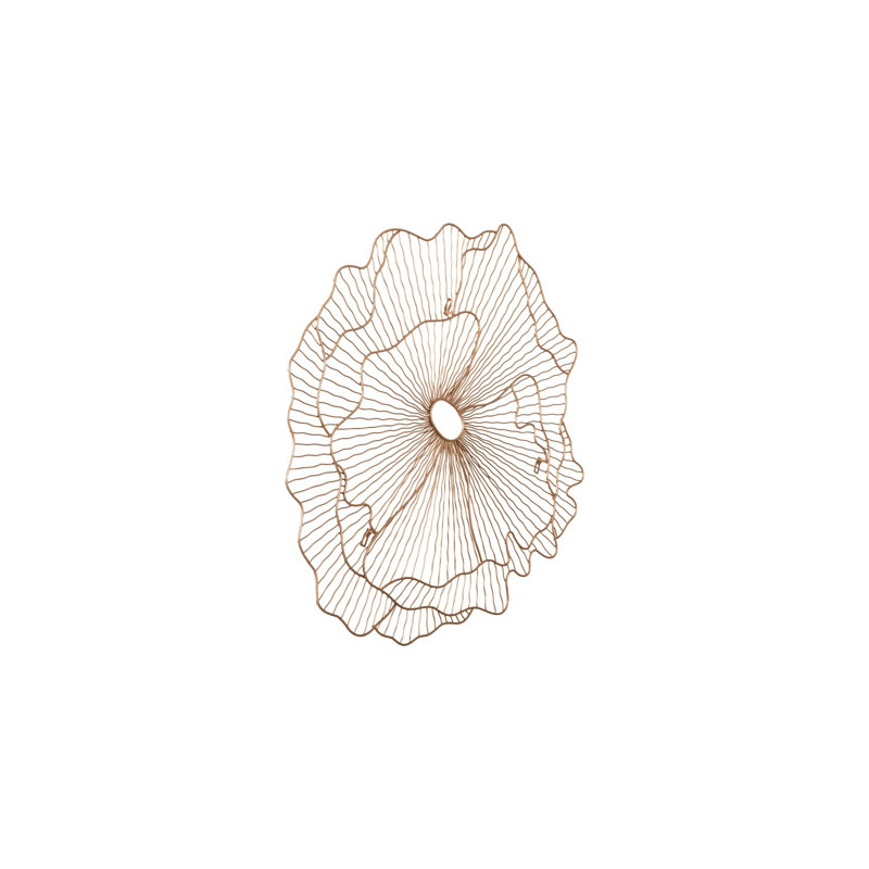 Copper Wire Flower Wall Sculpture, 36" Contemporary Art