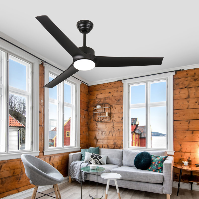 Ventilateur de plafond noir 52 pouces avec lumière