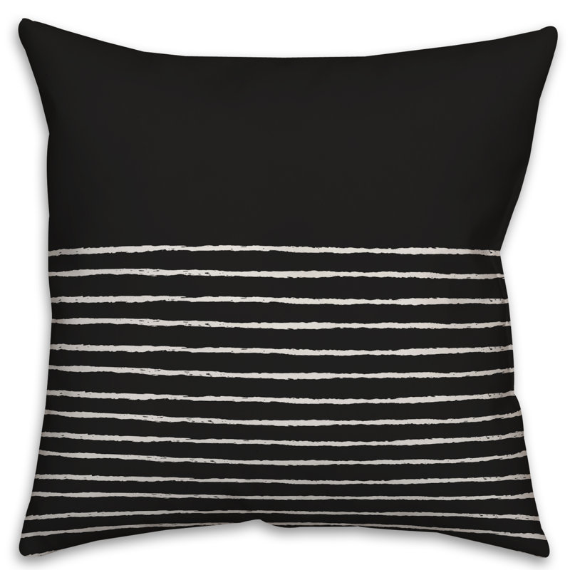Housse de coussin Adlin, Noir, 18 po x 18 po, Polyester / bourre en polyester