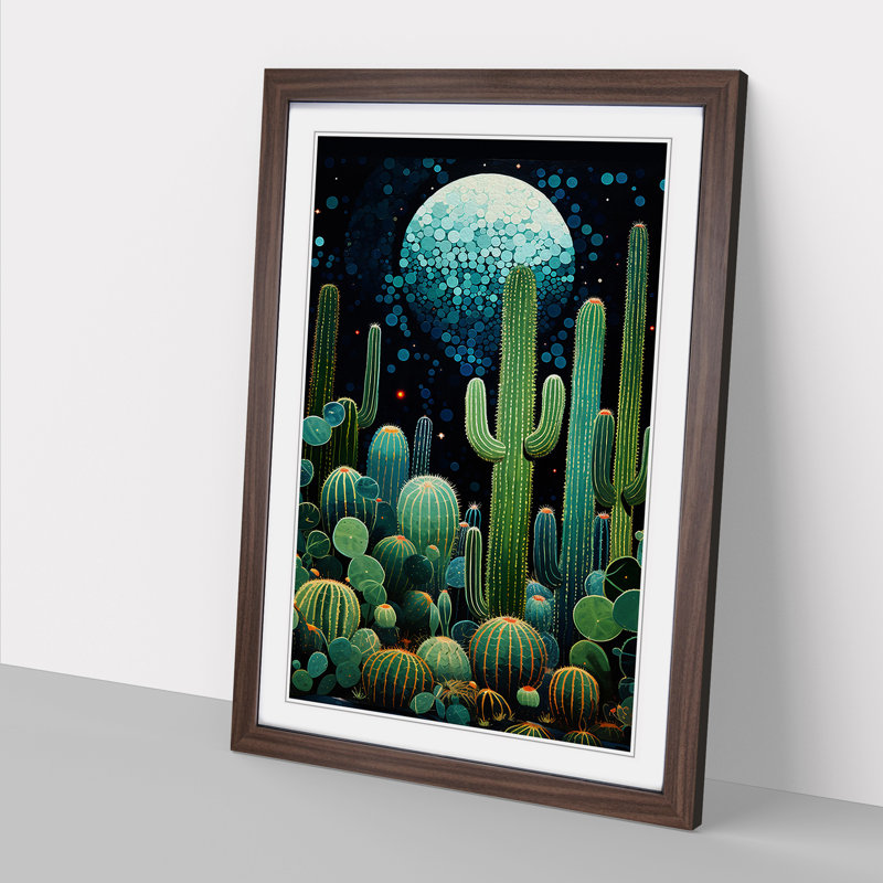 Cactus Orphism - Framed Print, Walnut Framed, 34cm H x 25cm W x 2cm D