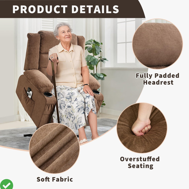Grand fauteuil inclinable avec massage et chaleur, fauteuil inclinable électrique pour grands et grands adultes