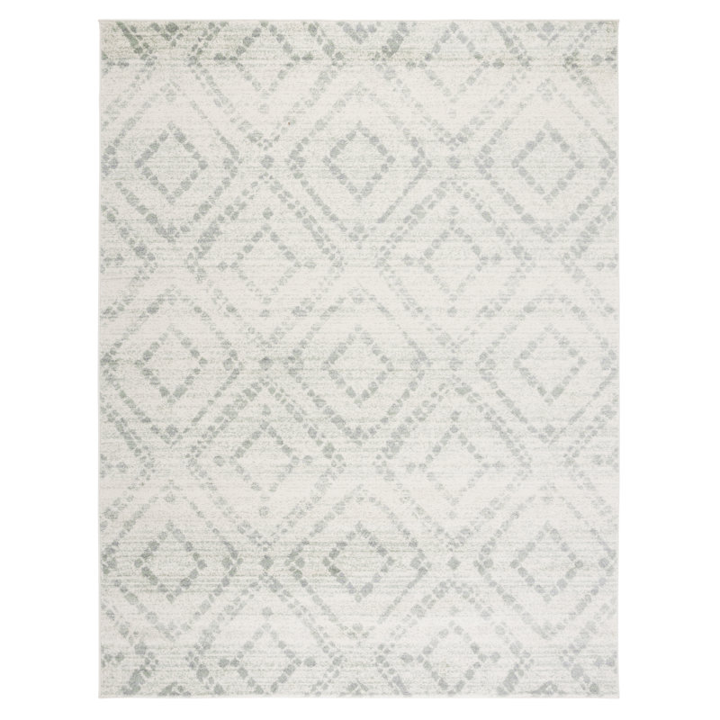 Moroccan Area Rug, Rectangle 235 x 305cm, Ivory/Green