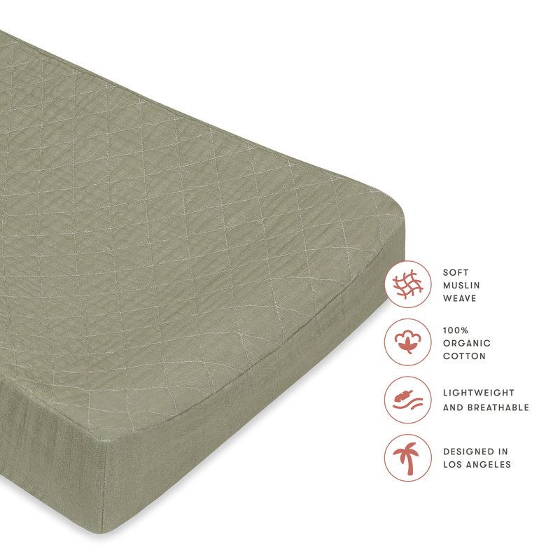 Matcha Quilted Muslin Changing Pad Cover