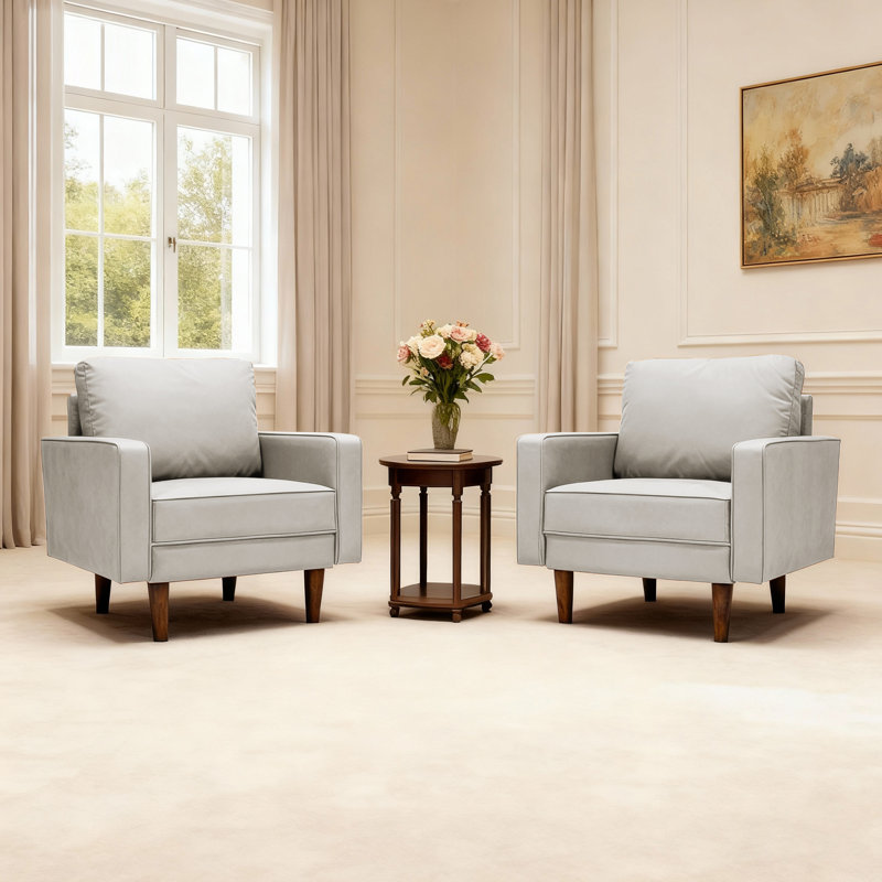 Ensemble de 2 chaises d'appoint à accoudoirs carrés et canapé Bridgeview, blanc, 2 pièces, Blanc