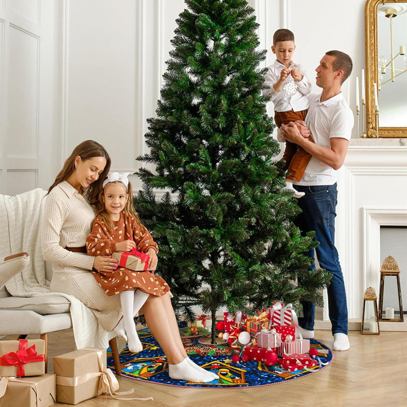 Jupe d'arbre de Noël, crèche de Noël, décorations de jupe d'arbre de Noël, tapis d'arbre de Noël pour fête de Noël - 36