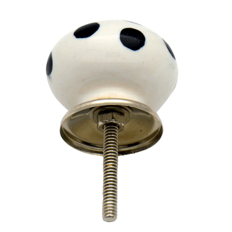 Nicola Spring - Round Ceramic Cabinet Knobs, White/Black