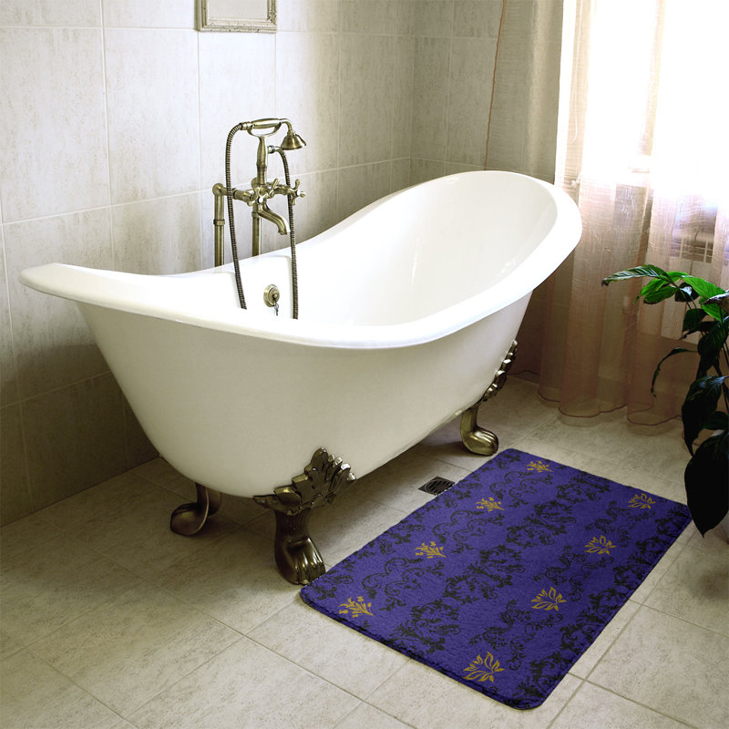 Tapis pour salle de bain Baltimore, l 21 po x L 34 po, Noir / mauve / or métallique