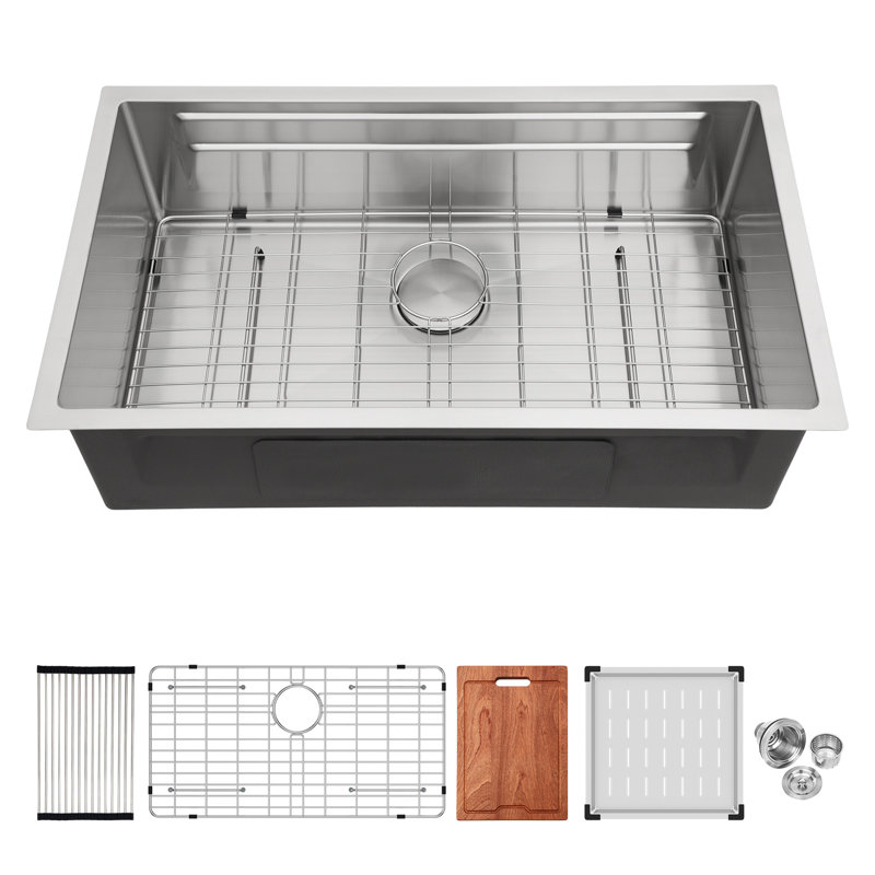 33" Undermount Kitchen Sink - 33*19 Inch Single Bowl 16 Gauge Stainless Steel Ledge Workstation Kitchen Sinks