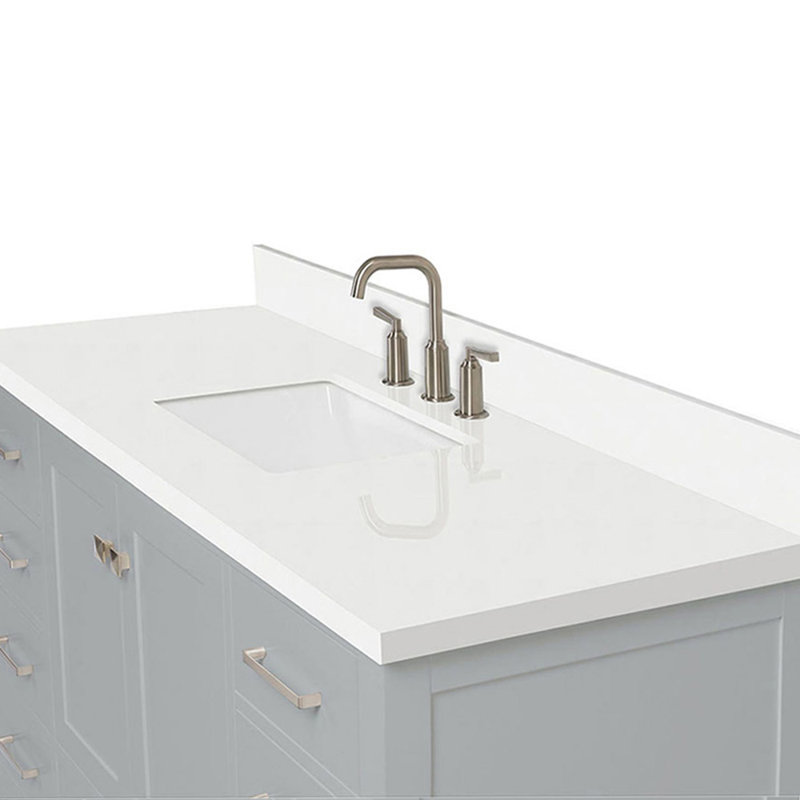 Ensemble de meuble-lavabo simple 55 po Cambridge, Gris / Nickel brossé, Rectangle 