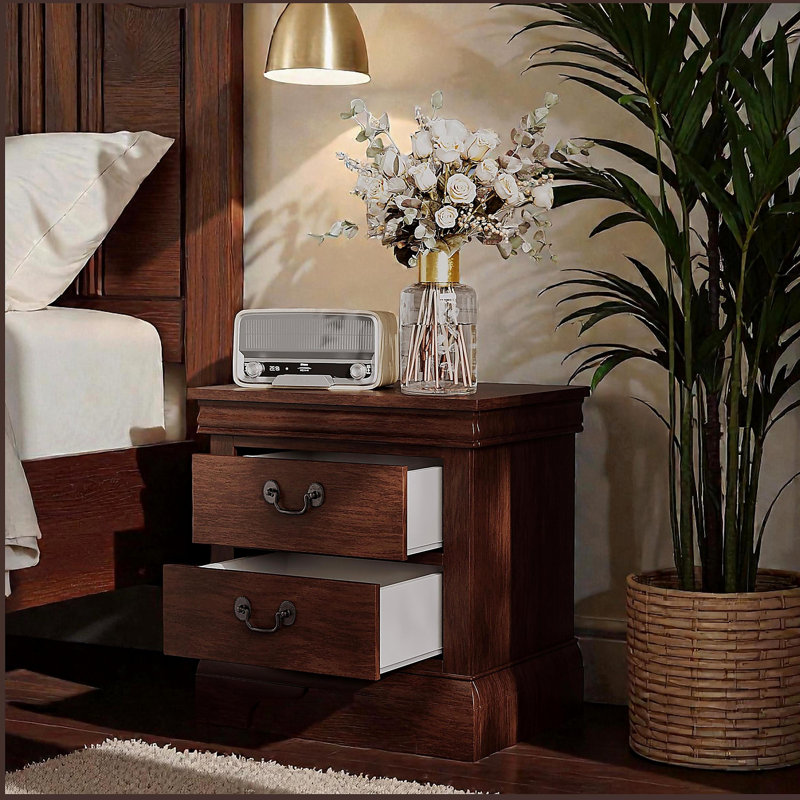 Table de chevet classique en bois cerise, Cerisier