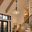 Lustre tambour industriel 1 lumière avec abat-jour en verre transparent-1745004984