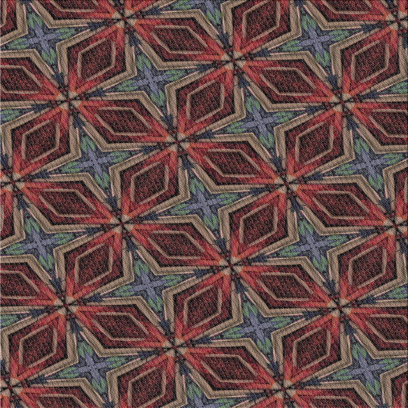 Tapis rouge / bleu Power Loom, Carré 5 pi