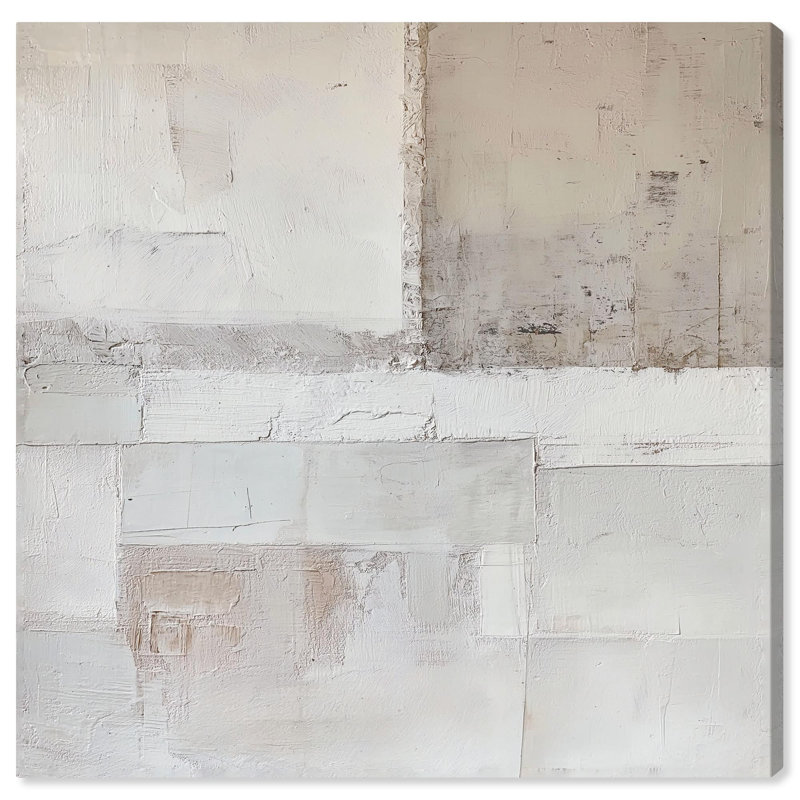 20" x 20" Beige and White Abstract Canvas Art