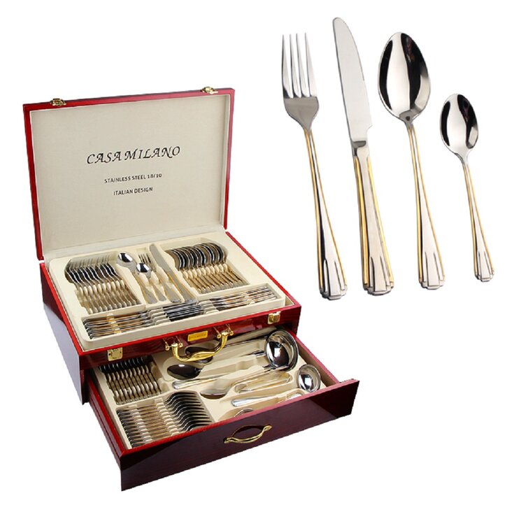Pleafind 72-Pieces Silverware Sets for 12, Flatware Set with Steak Knives,  Stainless Steel Cutlery Set, Include Forks Spoons and Knives Set