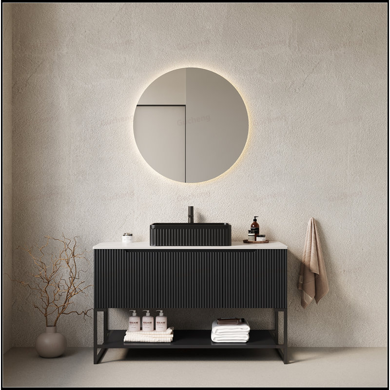 Meuble-lavabo autoportant de 48 po avec lavabo vasque rectangulaire en céramique