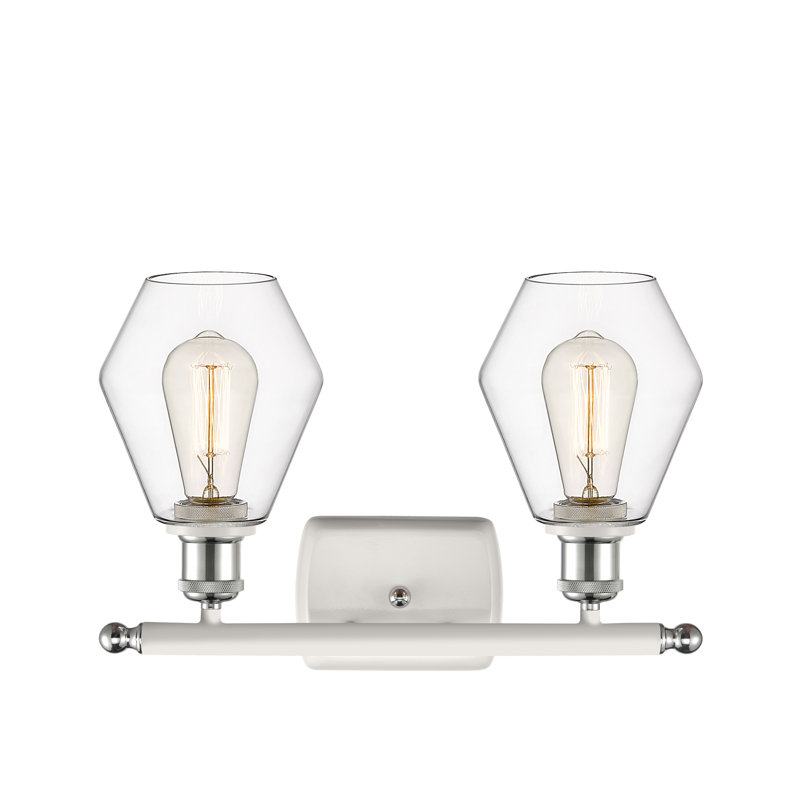 2 - Light Dimmable Vanity Light, Clear, White/Polished Chrome