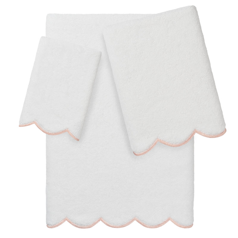  Ensemble de serviettes 100% coton ADORNIA, Ensemble 3 serviettes de bain, Blanc / Rose