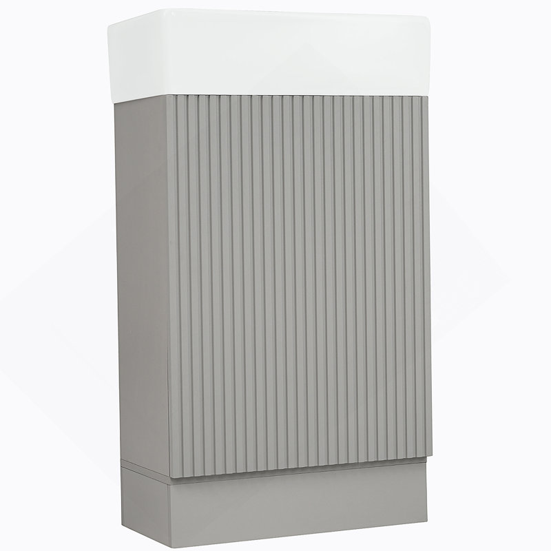 Meuble-lavabo de salle de bain avec lavabo, meuble-lavabo avec tablette, orientation gauche ou droite, Gris
