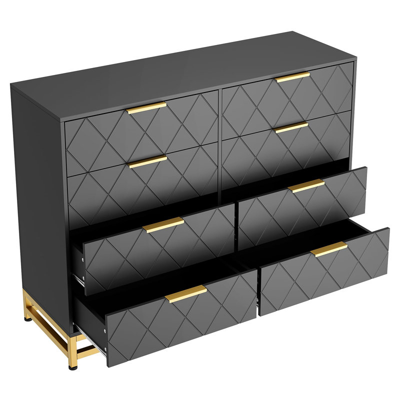 Reetima 47.24'' W 8 - Drawer Dresser, Black