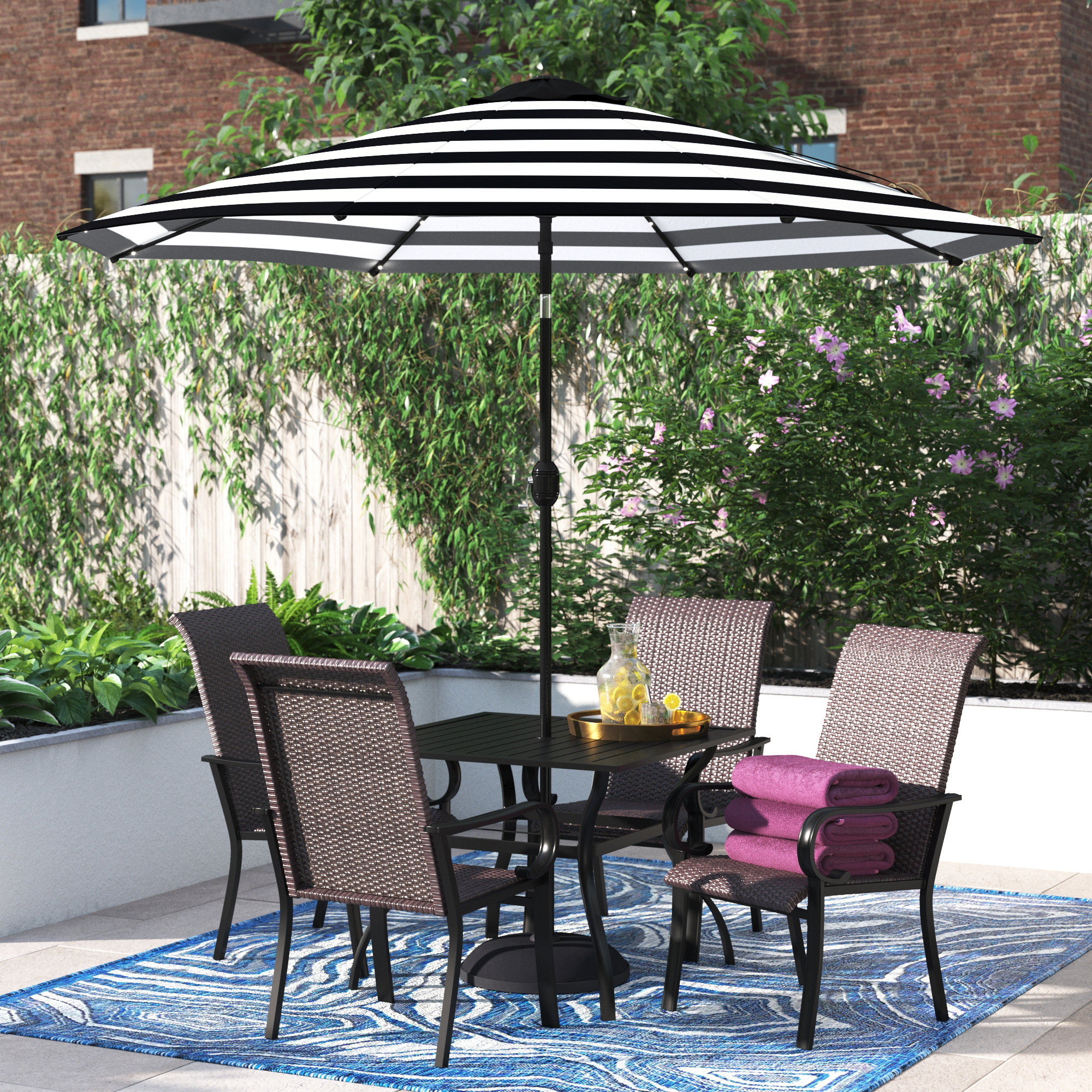 Black and store white patio umbrella