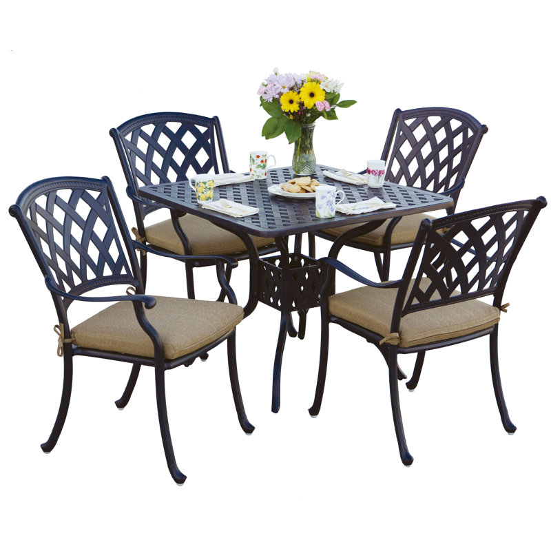 Campton 5-Piece Patio Dining Set with Cushions and 36'' Square Dining Table