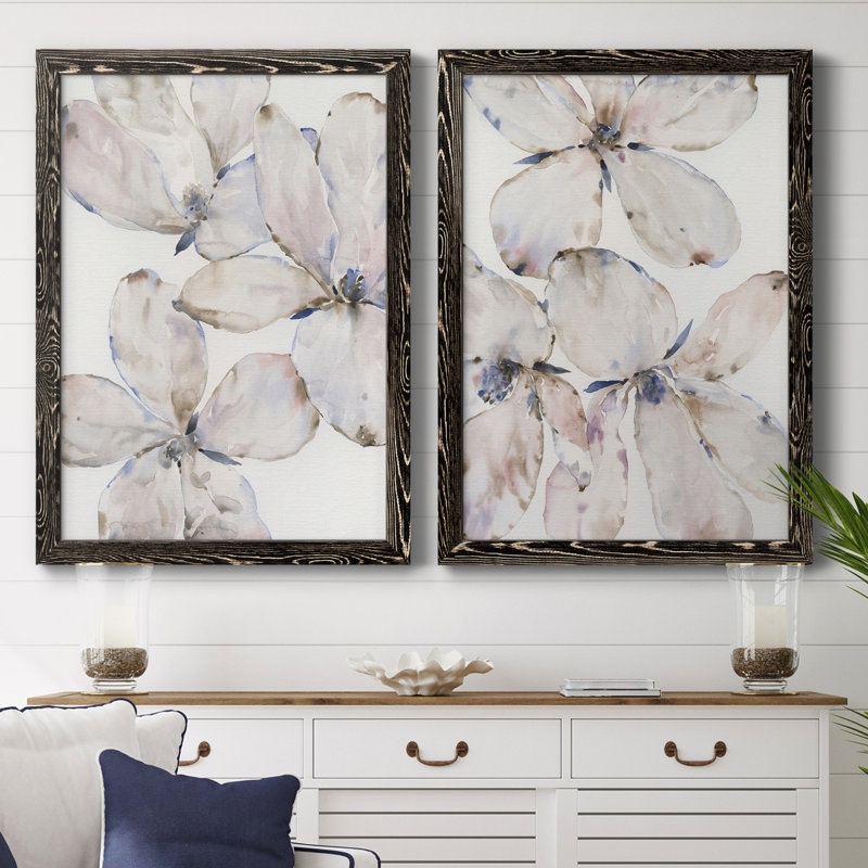 Soft Wind Flowers I, toile encadrée de qualité supérieure - prête à être accrochée, H 37,5 po x l 55 po x P 1,5 po, Noir
