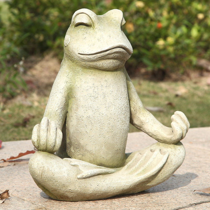 Statue grenouille assise en posture de lotus