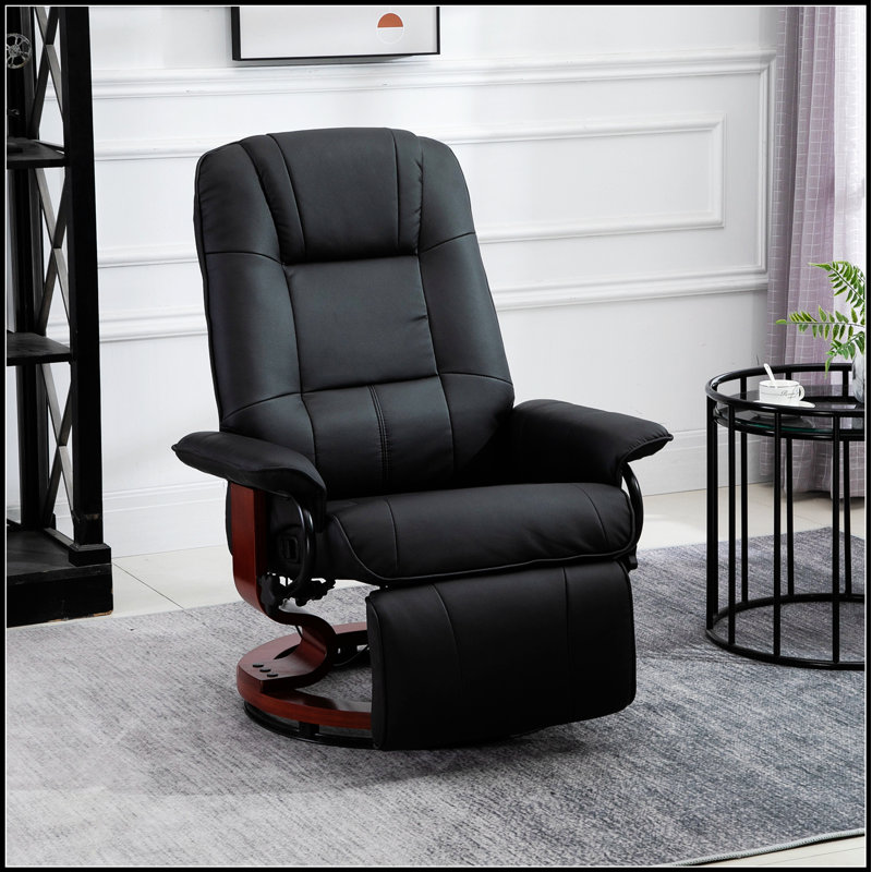 Faux Leather Manual Recliner, Adjustable Swivel Lounge Chair With Footrest, Armrest, And Wrapped Design For Ultimate Comfort