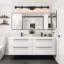 50'' 6-Light Matte Black Bathroom Vanity Light with Glass Shade-33741632-19402972