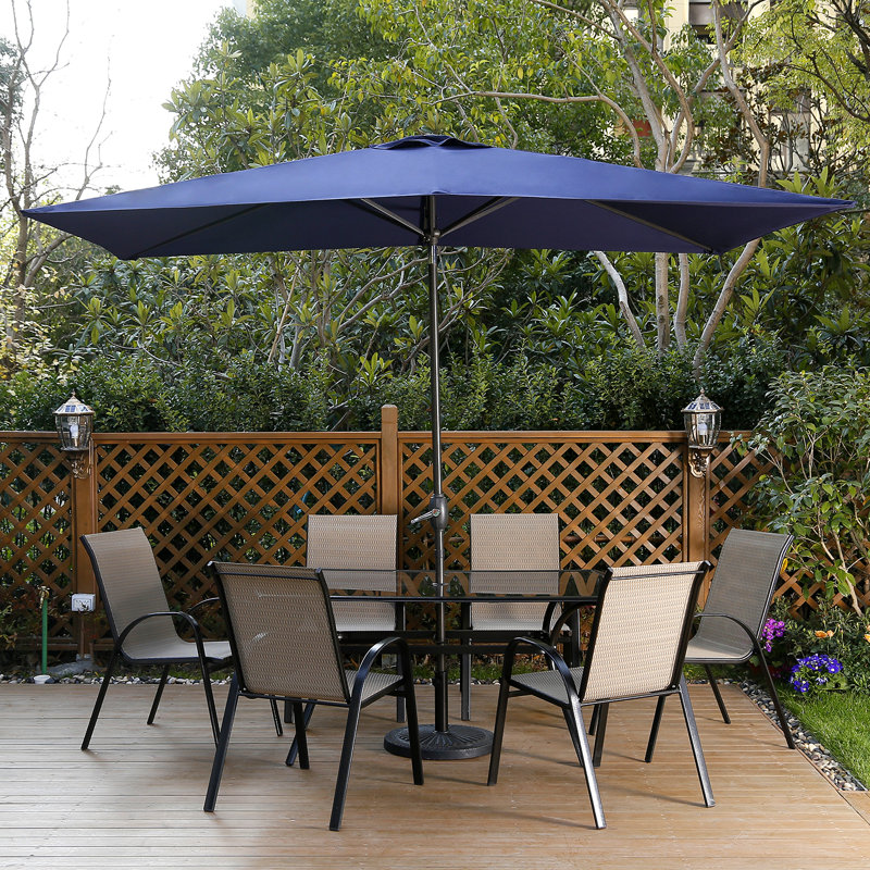 Aldershot 10' x 6.5' Rectangular Market Umbrella, Navy Blue