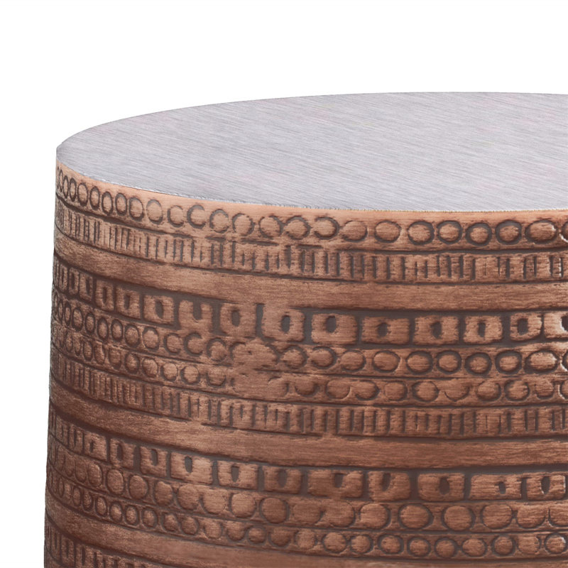 Antique Copper Round Metal Boho Coffee Table