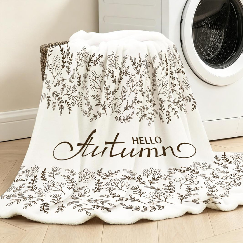 Jeté en molleton orange flanelle ultra doux, à motif floral noir avec imprimé recto, Throw 30" x 40"