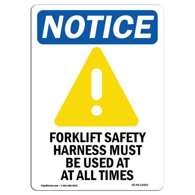 Forklift Safety Harness Aluminum Sign 12 x 18