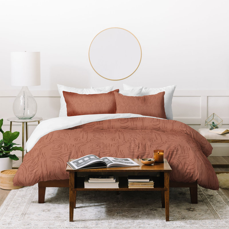Ensemble de housse de couette à rayures crème et rosé Little Arrow Design Co_3, Abstrait, Rouge