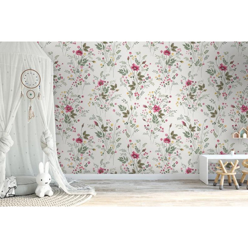 Papier peint amovible à motif floral doux, L 9 po x l 15 po