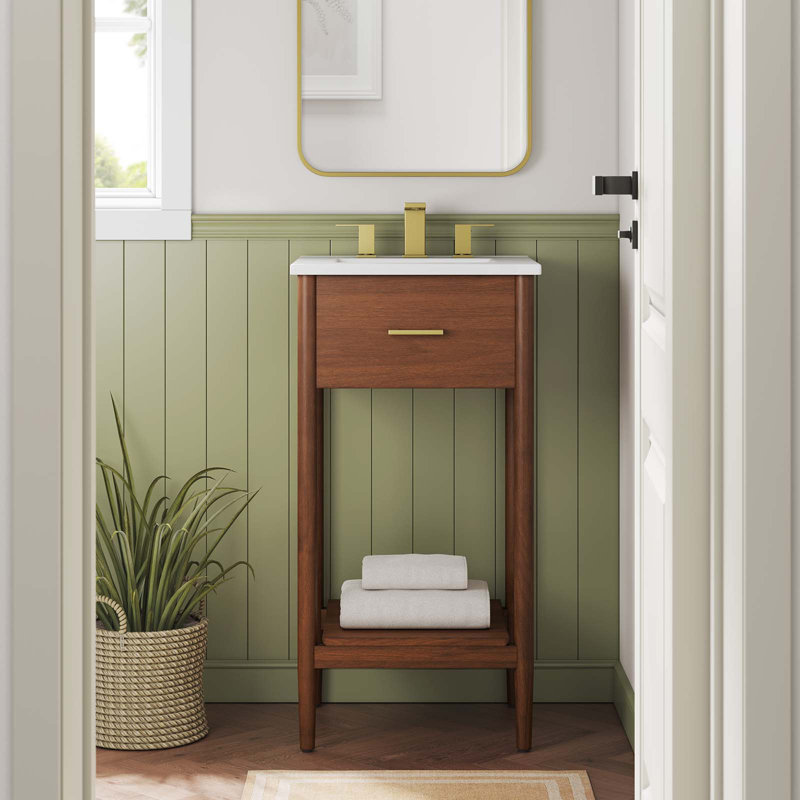 Walnut 16.5" Freestanding Single Bathroom Vanity with Drawer