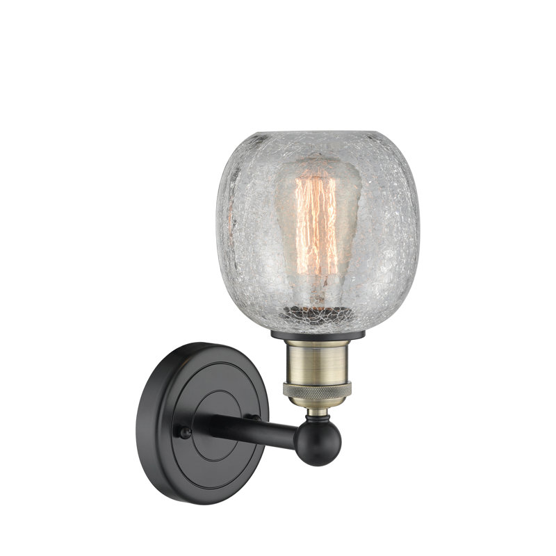 Cheraw Armed Sconce, Clear Crackle, Black Antique Brass