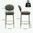 upholstered bar stools: set of 2 faux leather counter chairs with golden legs for modern kitchen dining-1659006986