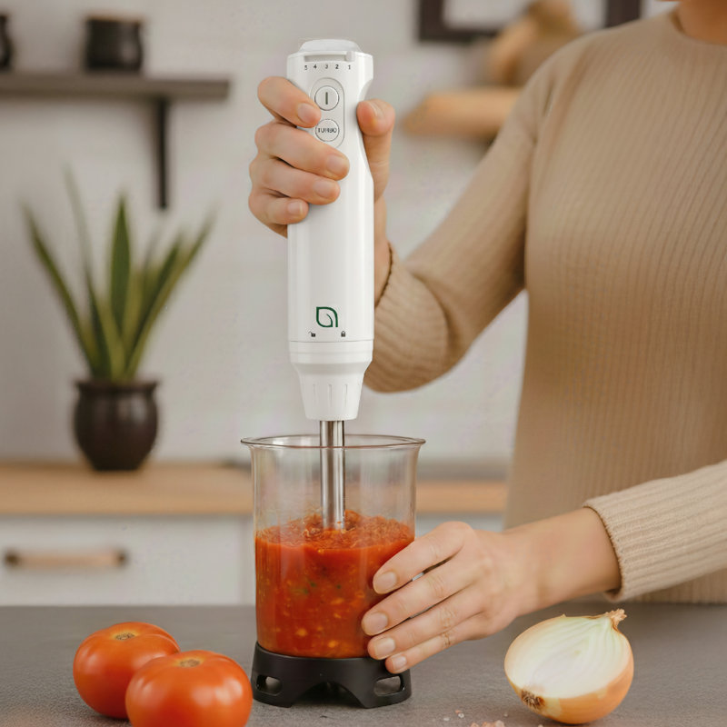 WILLOW Immersion Blender Crafted From 99% Recycled Plastics with Powerful 500W Turbo Motor and 5 Speed Settings - WHITE