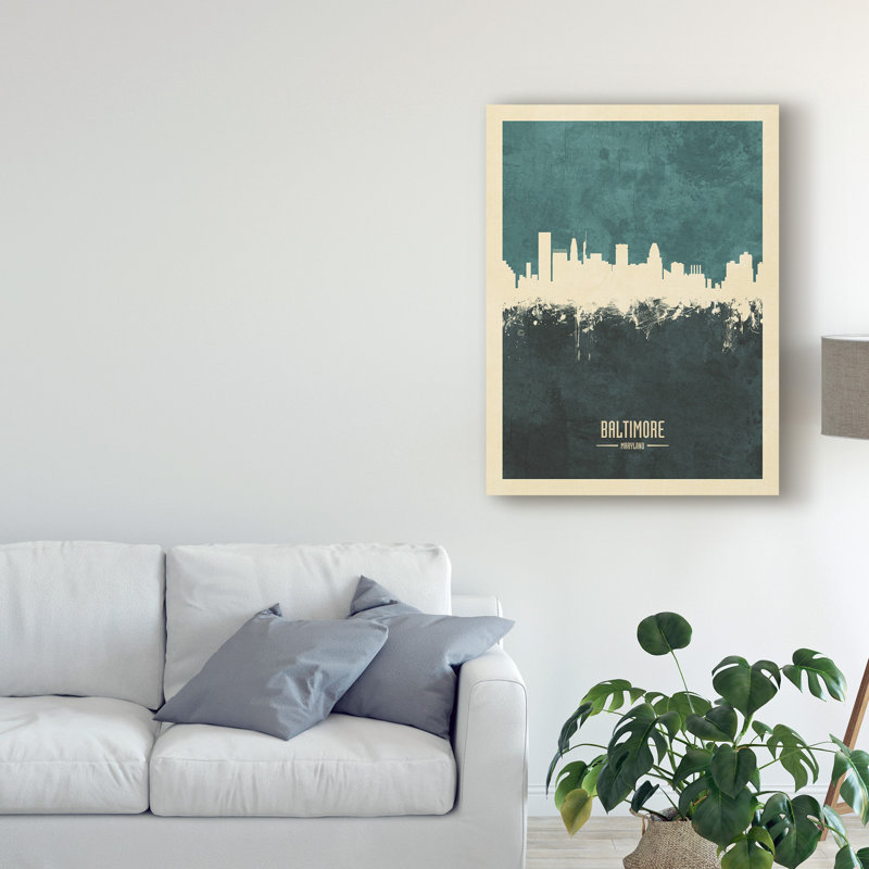 « baltimore maryland horizon bleu », impression sur toile tendue, H 32 po x l 24 po x P 2 po