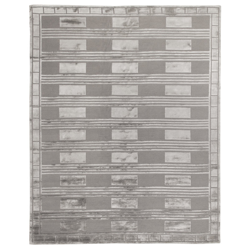 Metro-Velvet Striped Area Rug in Silver, Rectangle 9' x 12'