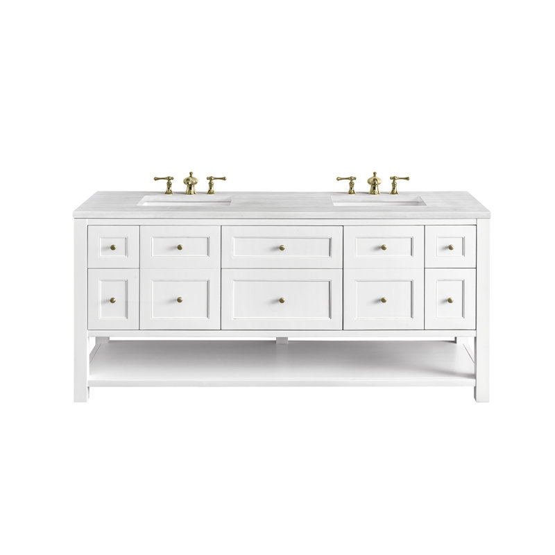 Breckenridge 72'' W Double Vanity, Bright White, Carrara White, 8" Widespread