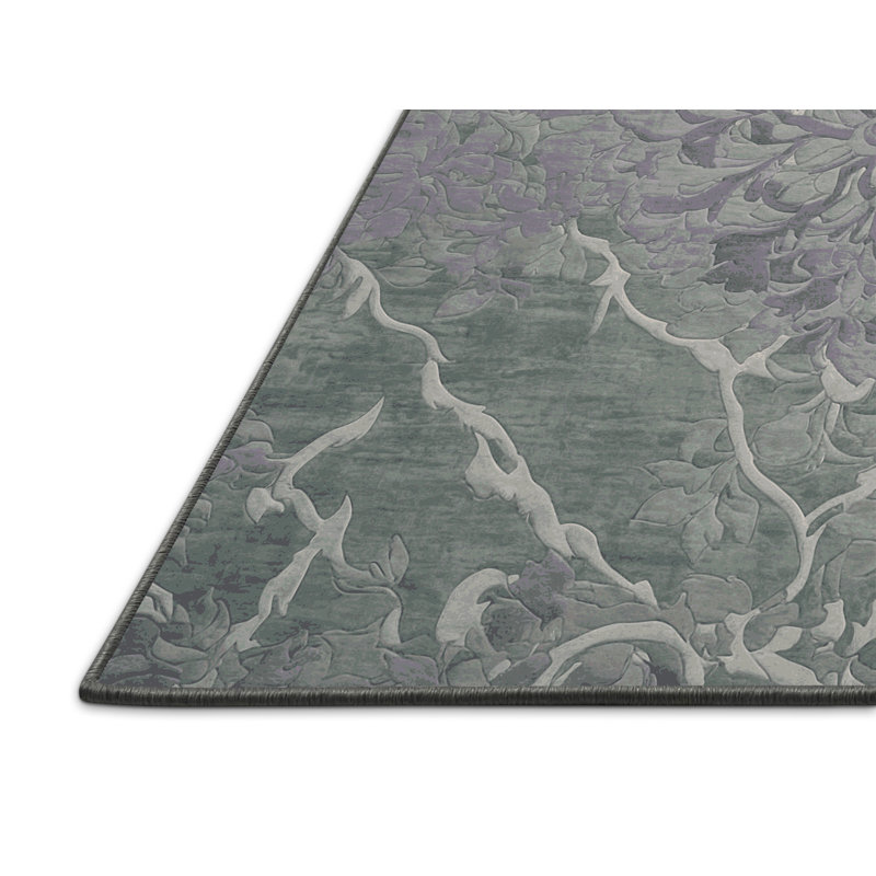 Tapis gris soyeux et moelleux, Rectangle de 5 pi x 8 pi