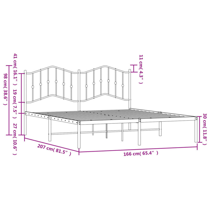 Affton Metal Bed, European Kingsize (160 x 200cm), Black