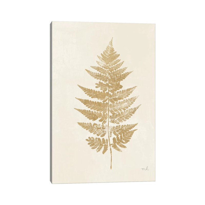 Fern Print I Gold No Shiplap 1 Piece Wall Art on Canvas, 45.72cm H x 30.48cm W x 1.91cm D, Wrapped Canvas