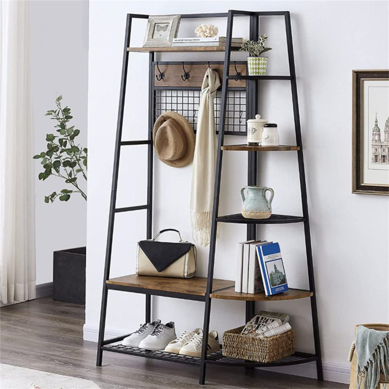 Jobari Hall Tree 41'' Wide with Shoe Storage, Brown