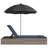  Double Sun Lounger With Cushions&Parasol Gray Poly Rattan-1850411191