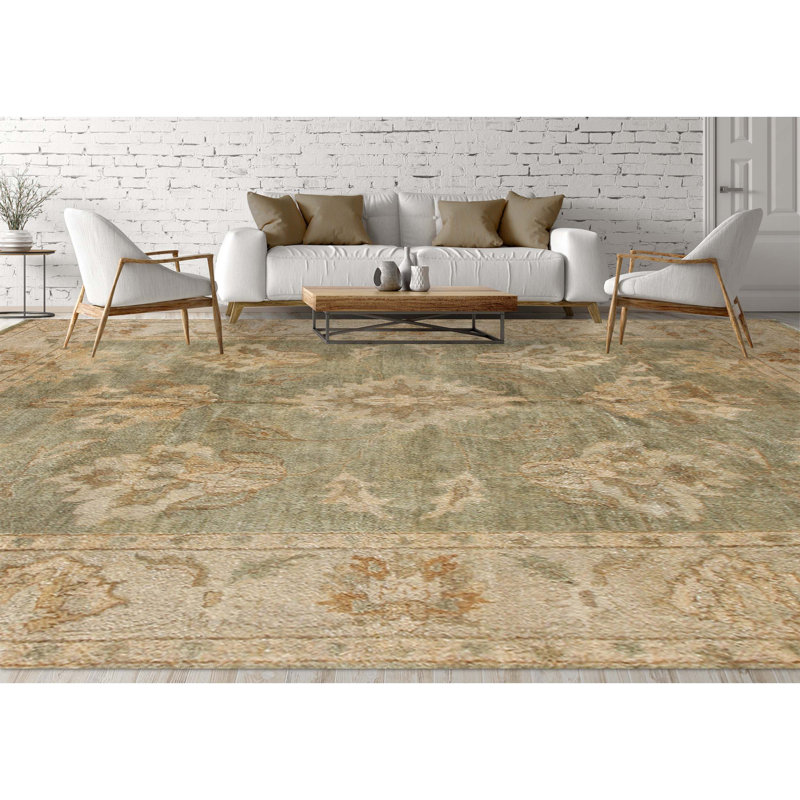 Hand Woven Wool Floral Area Rug, Rectangle 8' x 10'